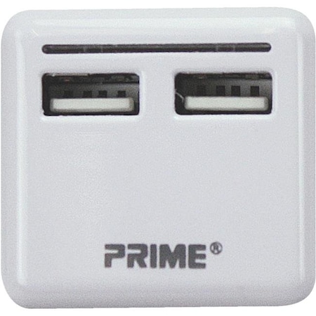 Prime-Line Prime Line PBUSB340 3.4 A 2-USB Port High Speed Charger; White PBUSB340